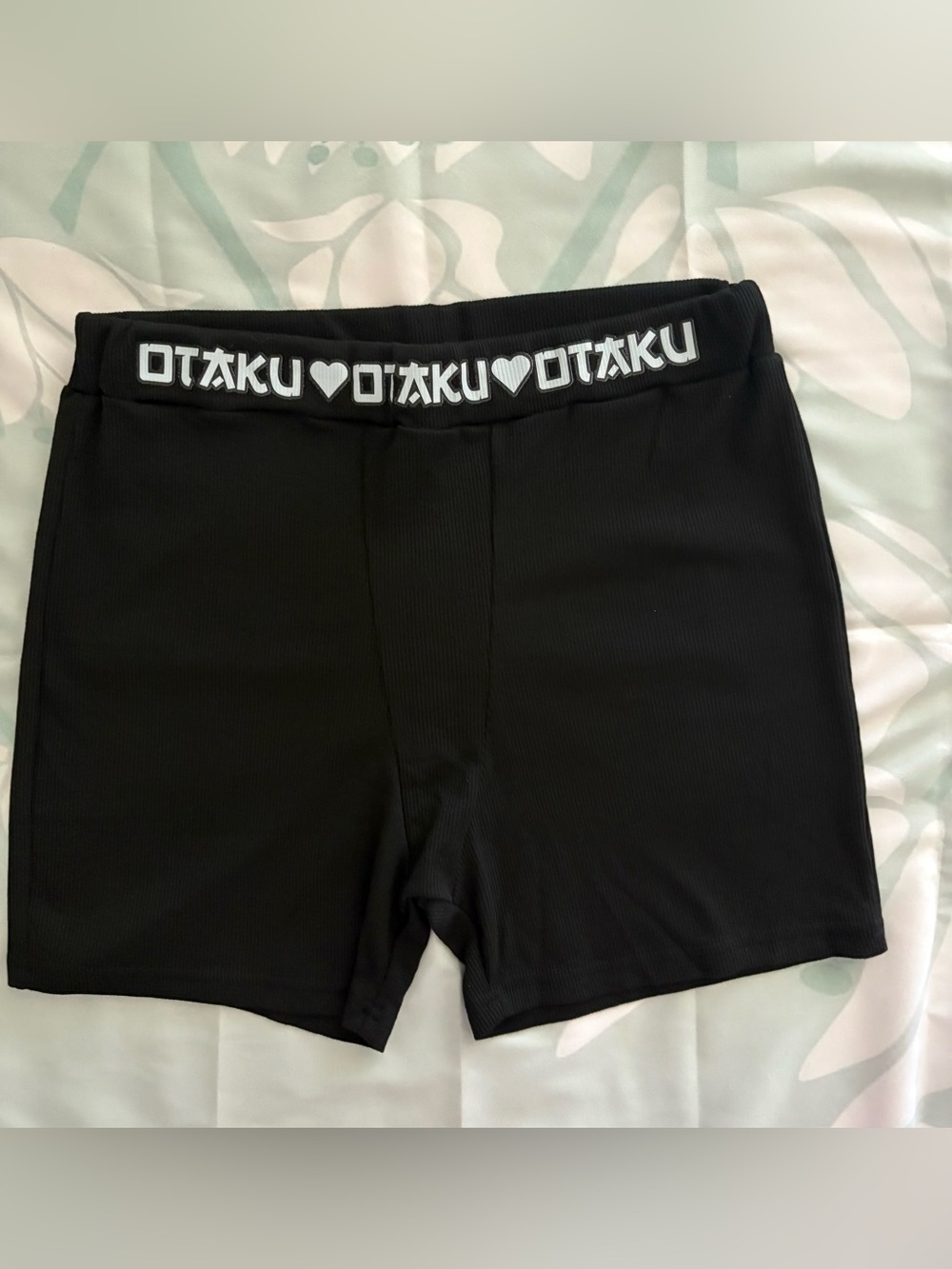 Otaku Black Ribbed Bike Shorts with OTAKU Elastic Waist - Picture 8 of 9